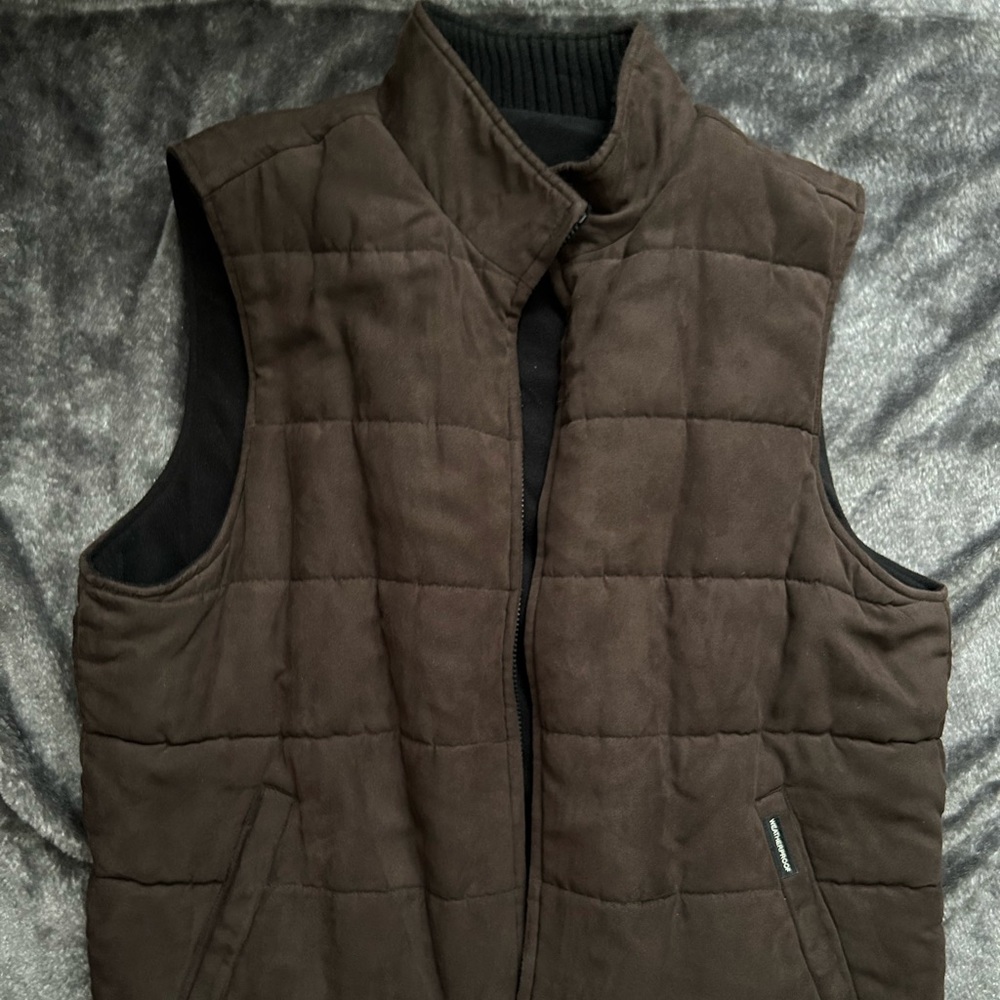 Men’s Weatherproof Suede Like Brown Vest XL